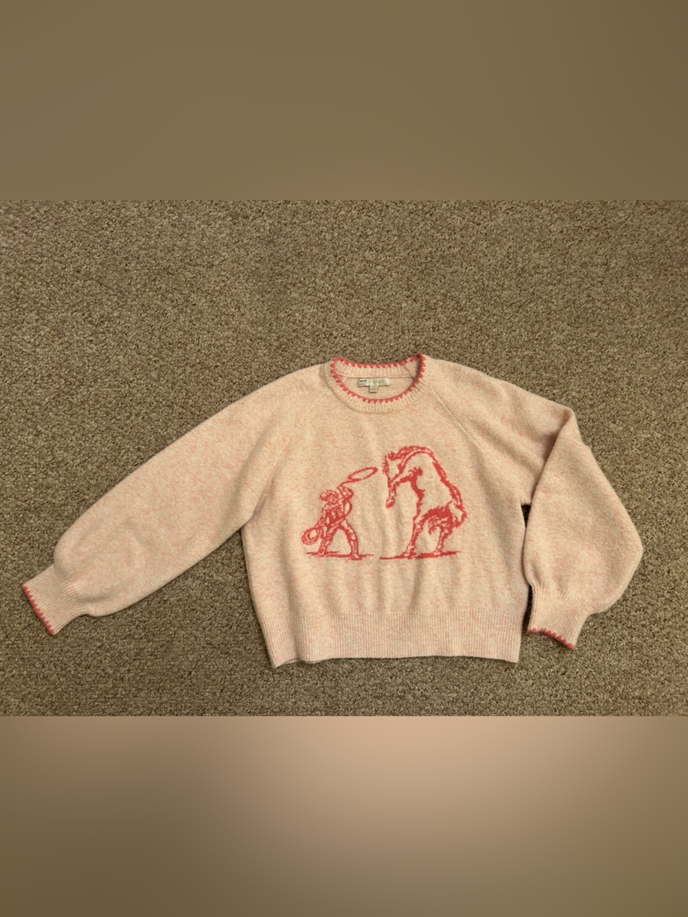 Anthropologie Flat White Cowboy Crew Neck Sweater size L - Picture 6 of 10